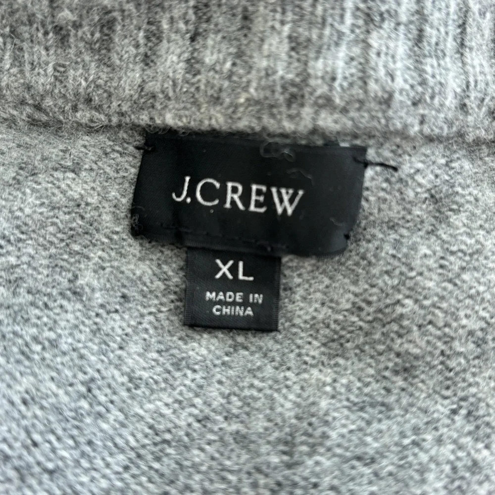 J Crew Sweater Mens XL Gray Merino Wool Blend Half Zip Mock Neck Pullover‎ Knit